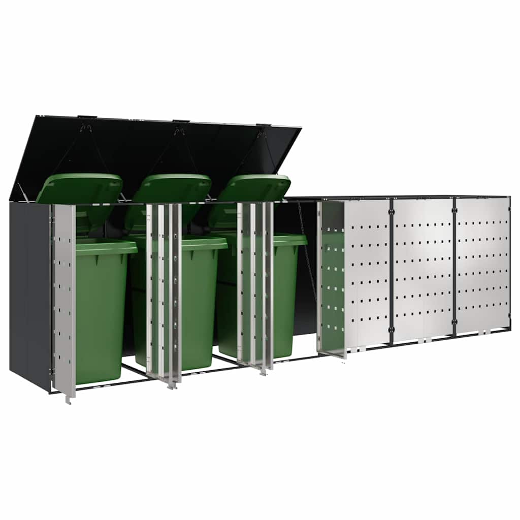 Wheelie Bin Storage for 6 Bins Stainless Steel Anthracite
