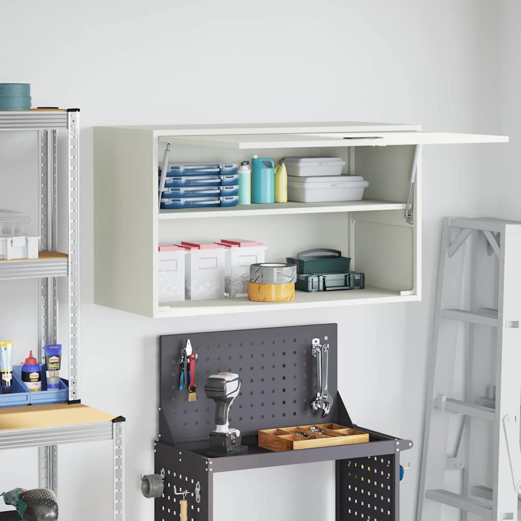 Wall Cabinet for Garage with Gas-lift Door White