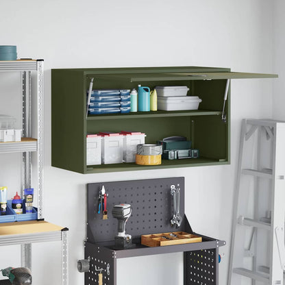 Wall Cabinet for Garage with Gas-lift Door Olive green