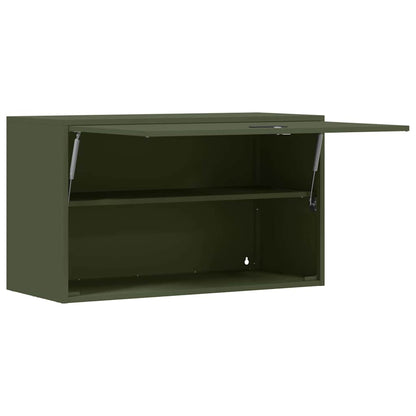 Wall Cabinet for Garage with Gas-lift Door Olive green