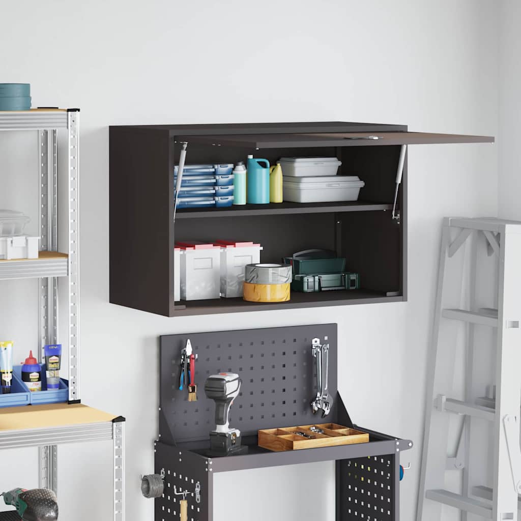 Wall Cabinet for Garage with Gas-lift Door Black