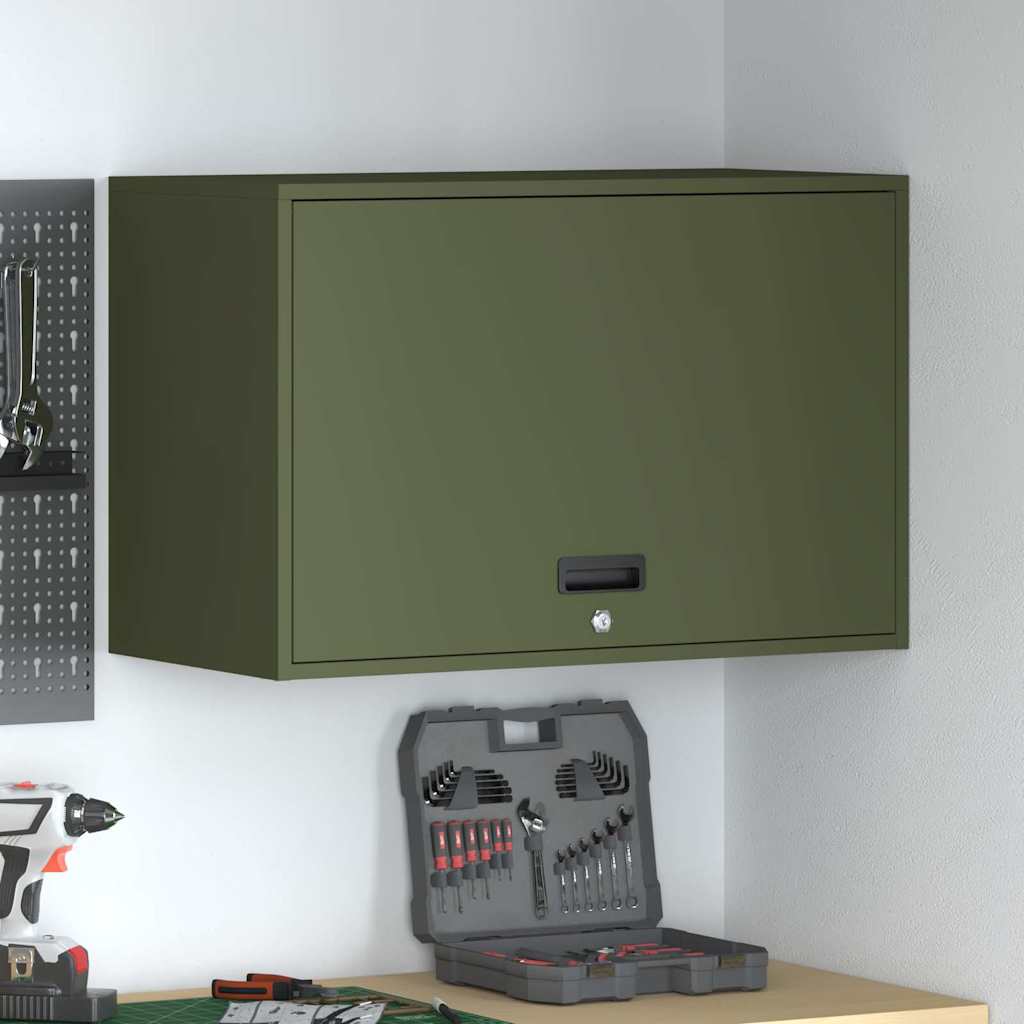 Wall Cabinet for Garage with Gas-lift Door Olive green