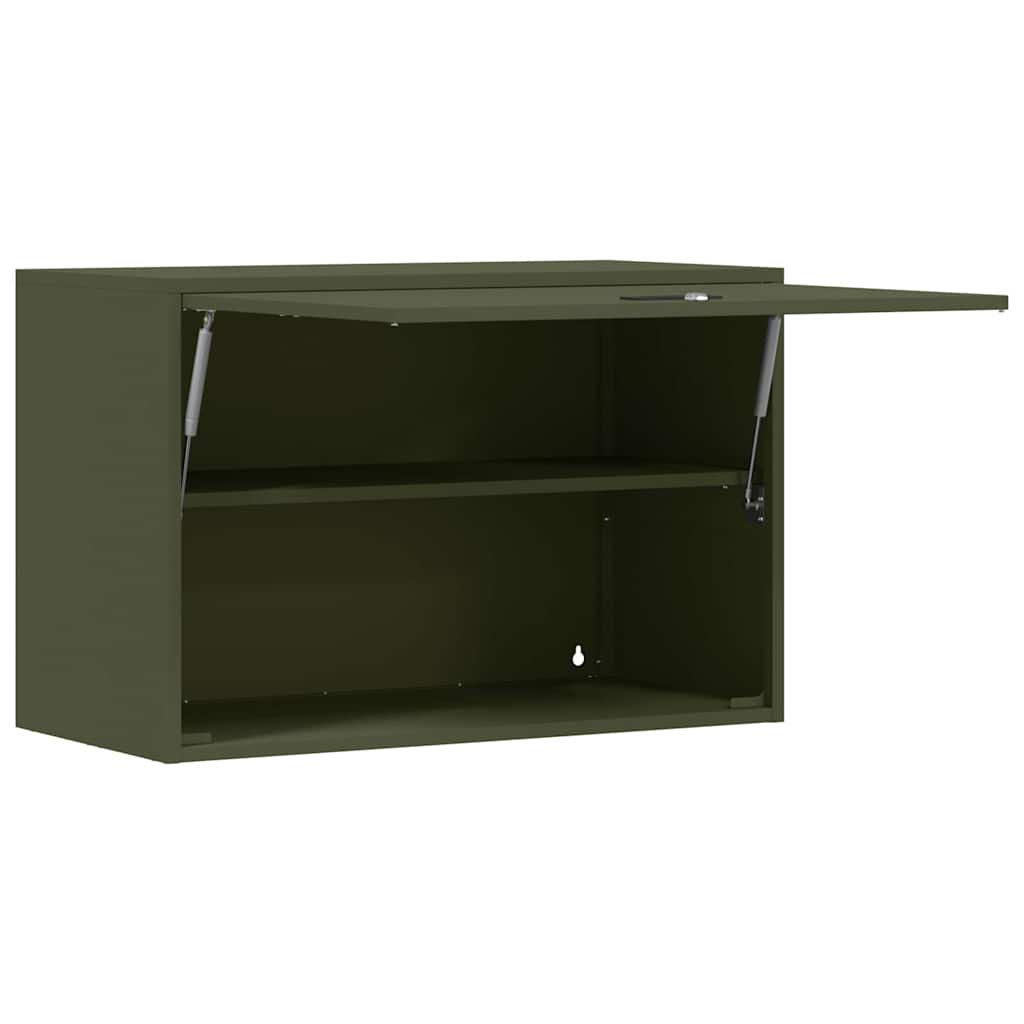 Wall Cabinet for Garage with Gas-lift Door Olive green