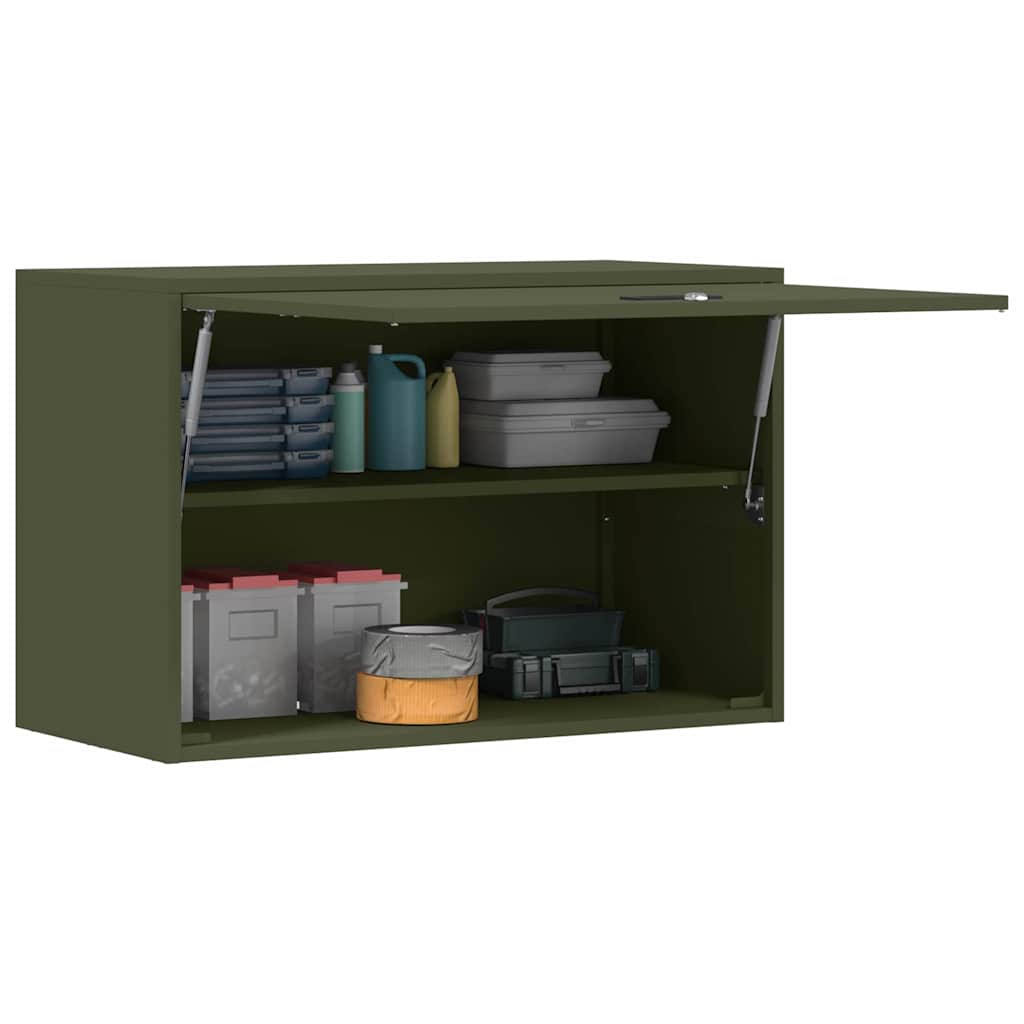 Wall Cabinet for Garage with Gas-lift Door Olive green