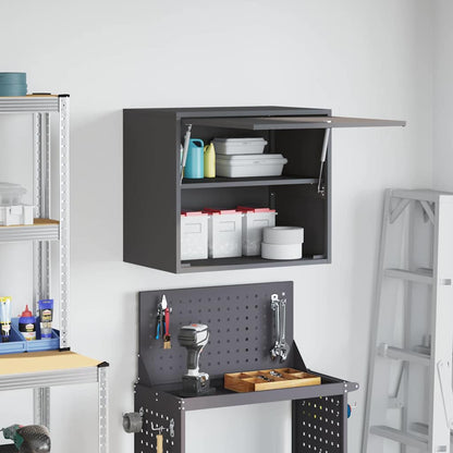 Wall Cabinet for Garage with Gas-lift Door Black