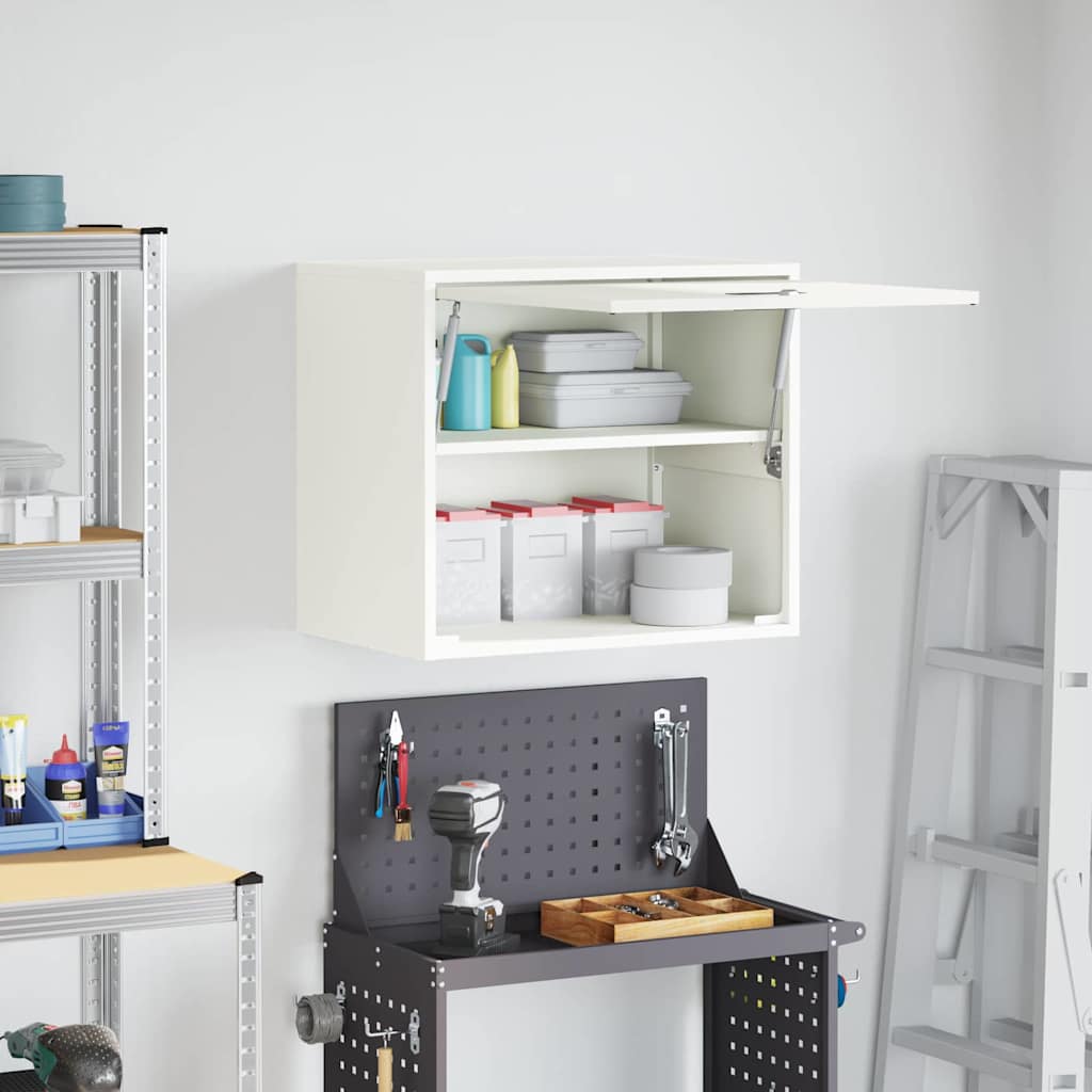 Wall Cabinet for Garage with Gas-lift Door White