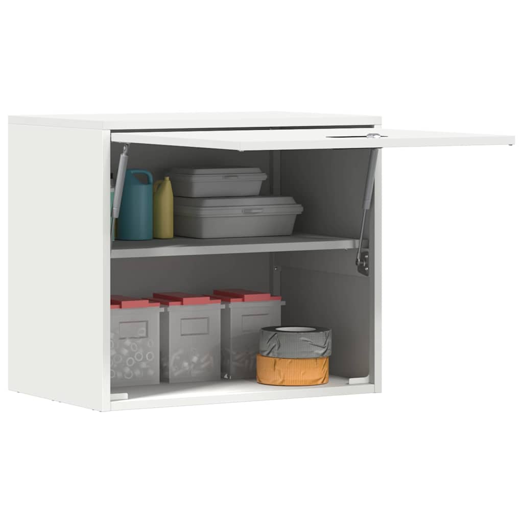 Wall Cabinet for Garage with Gas-lift Door White