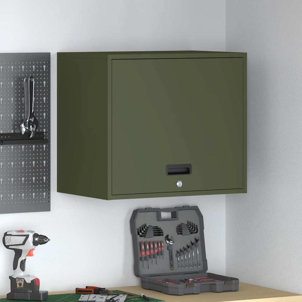 Wall Cabinet for Garage with Gas-lift Door Olive green