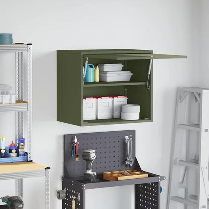 Wall Cabinet for Garage with Gas-lift Door Olive green
