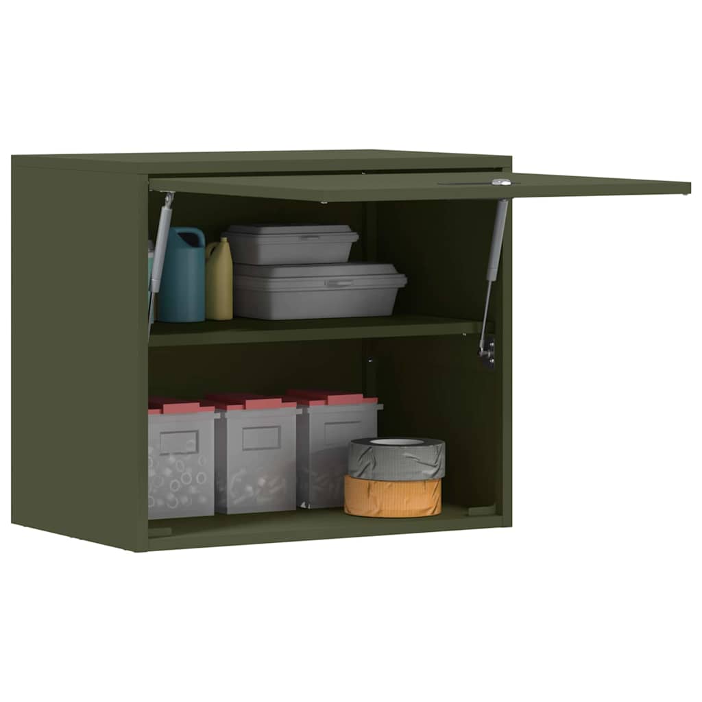 Wall Cabinet for Garage with Gas-lift Door Olive green