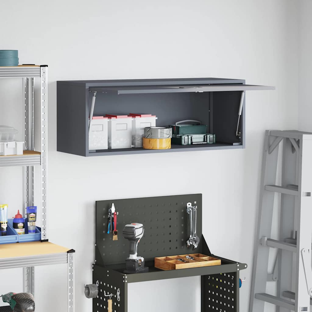 Wall Cabinet for Garage with Gas-lift Door Anthracite