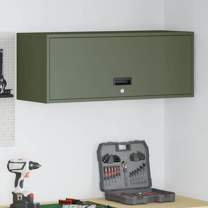 Wall Cabinet for Garage with Gas-lift Door Olive green