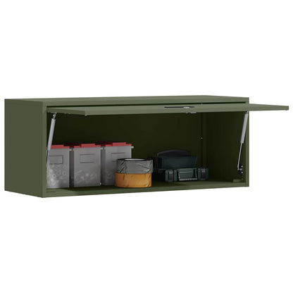 Wall Cabinet for Garage with Gas-lift Door Olive green