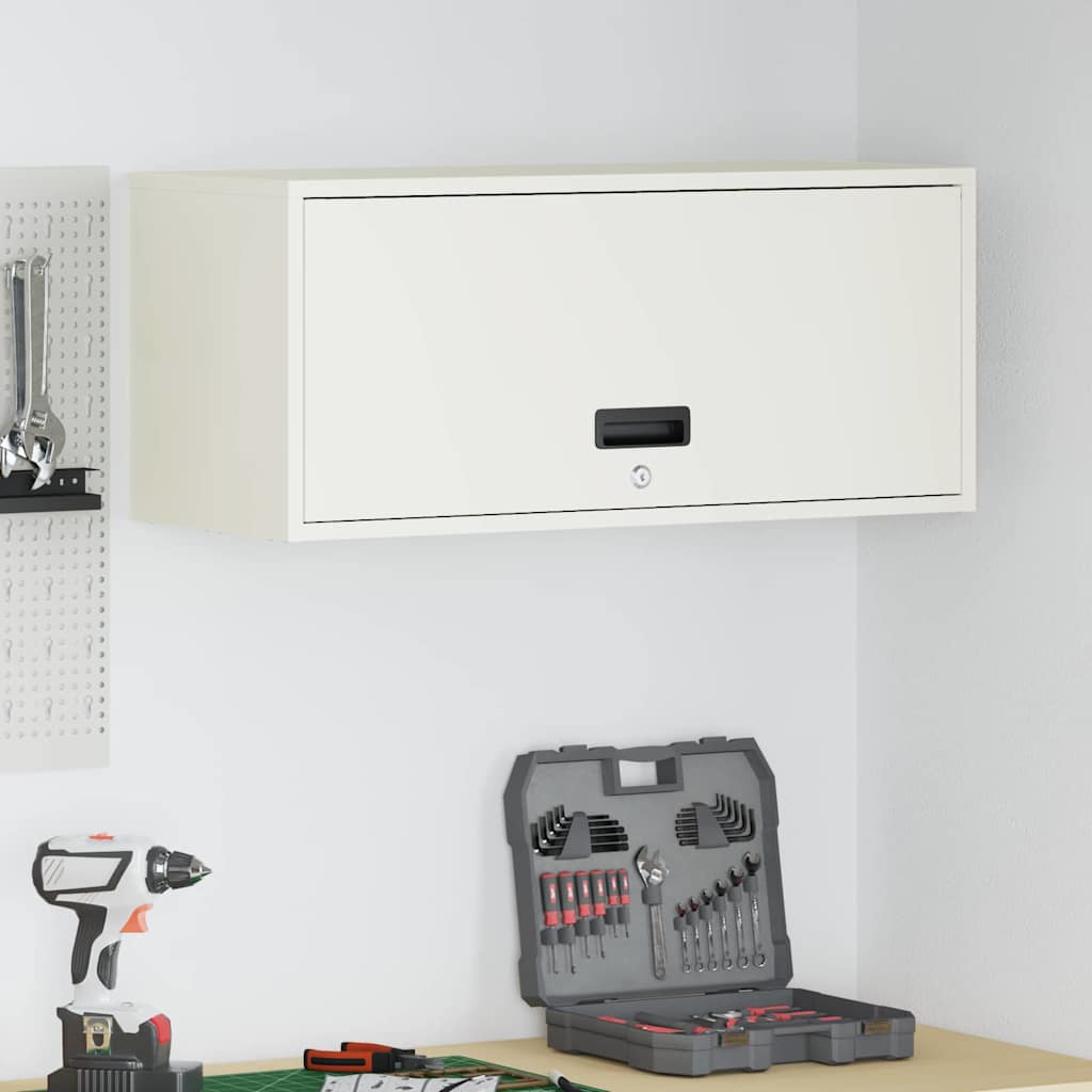 Wall Cabinet for Garage with Gas-lift Door White