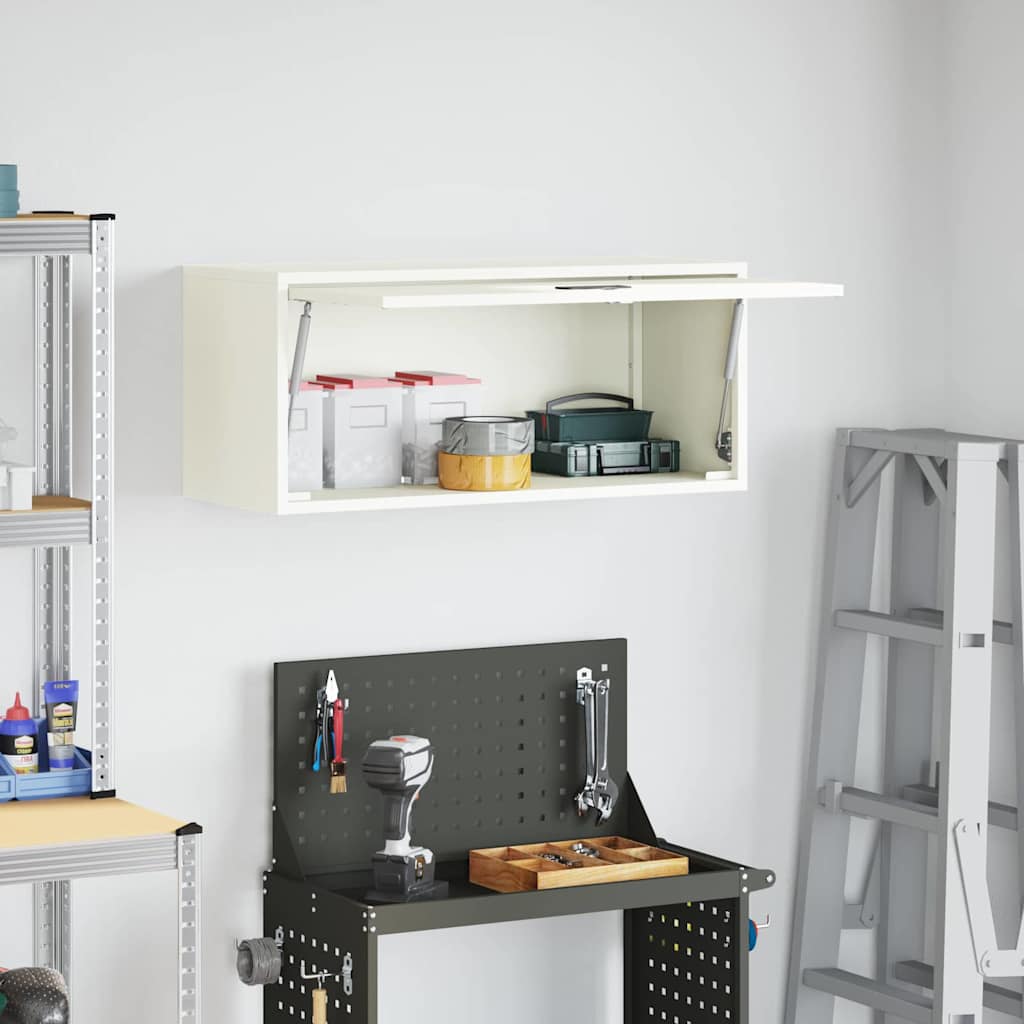 Wall Cabinet for Garage with Gas-lift Door White