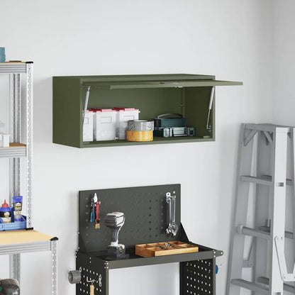 Wall Cabinet for Garage with Gas-lift Door Olive green