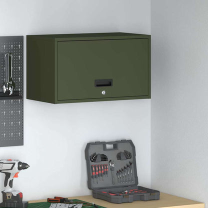 Wall Cabinet for Garage with Gas-lift Door Olive green