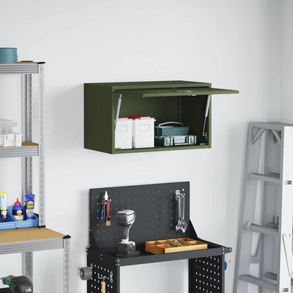 Wall Cabinet for Garage with Gas-lift Door Olive green