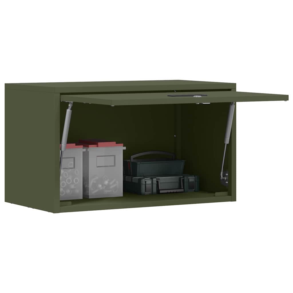 Wall Cabinet for Garage with Gas-lift Door Olive green