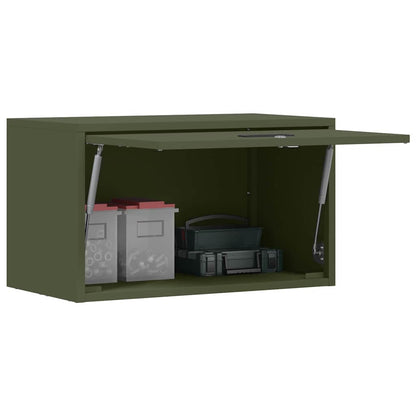 Wall Cabinet for Garage with Gas-lift Door Olive green