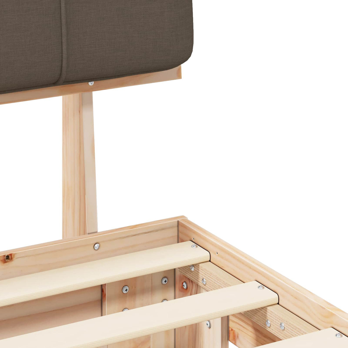 Bed Frame with Upholstered Headboard Natural and Taupe