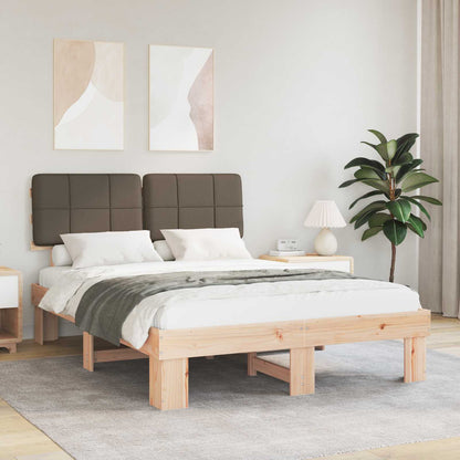 Bed Frame with Upholstered Headboard Natural and Taupe