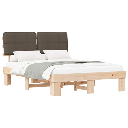 Bed Frame with Upholstered Headboard Natural and Taupe