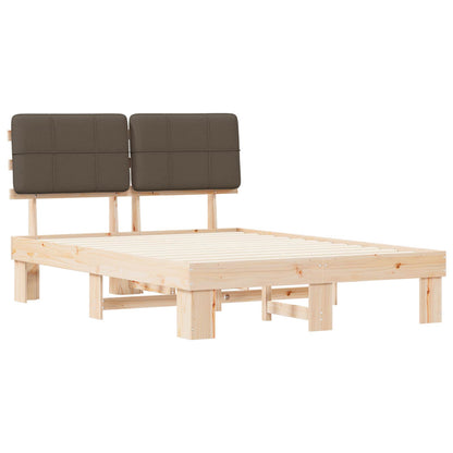 Bed Frame with Upholstered Headboard Natural and Taupe