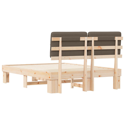 Bed Frame with Upholstered Headboard Natural and Taupe