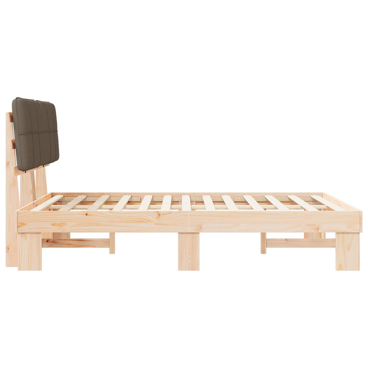 Bed Frame with Upholstered Headboard Natural and Taupe