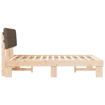 Bed Frame with Upholstered Headboard Natural and Taupe