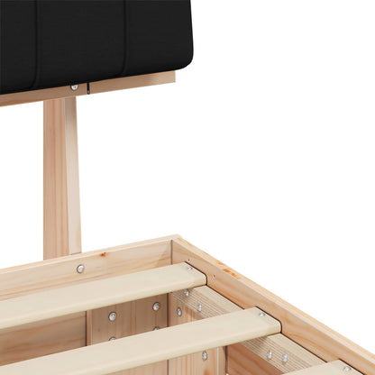 Bed Frame with Upholstered Headboard Black 75 x 190 cm