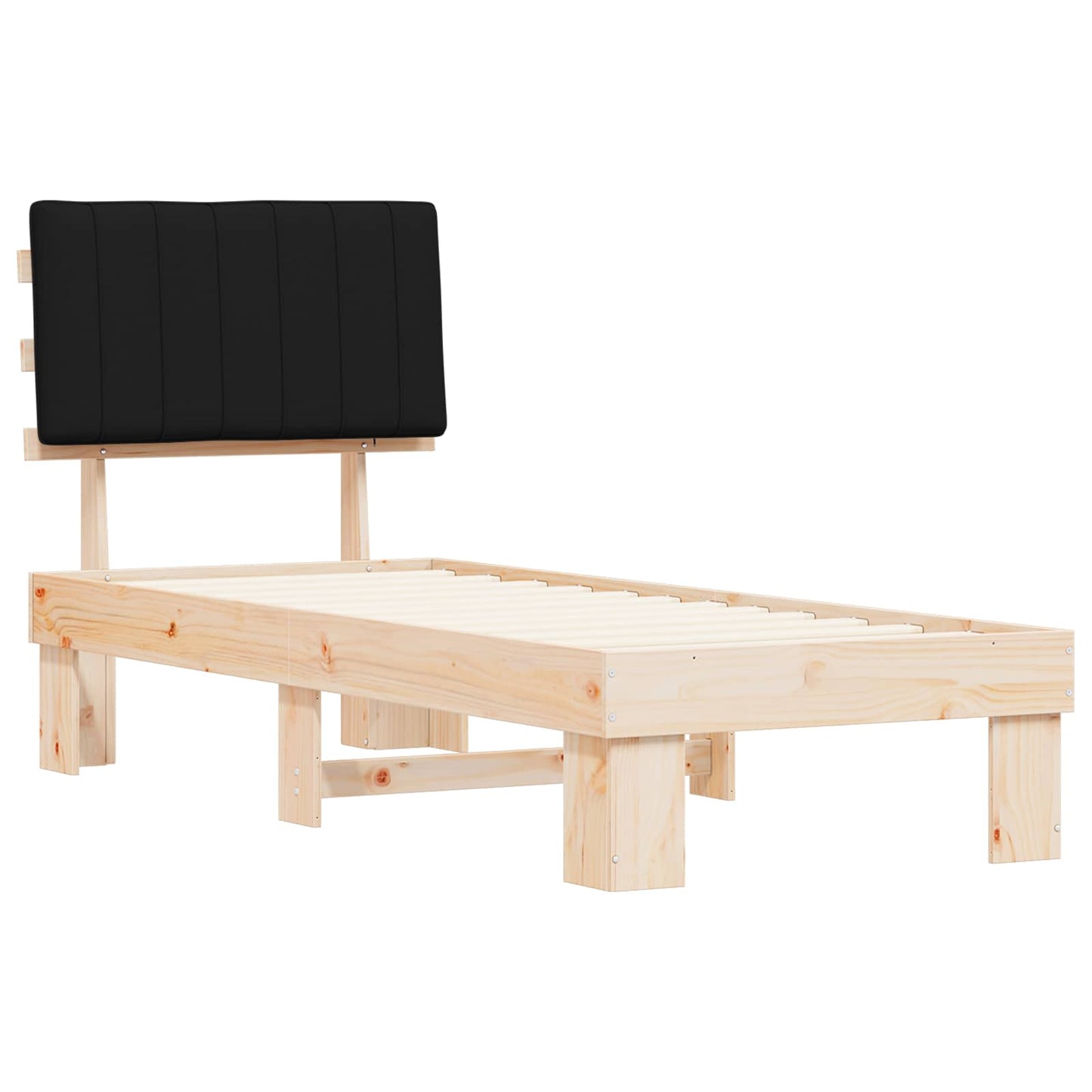 Bed Frame with Upholstered Headboard Black 75 x 190 cm