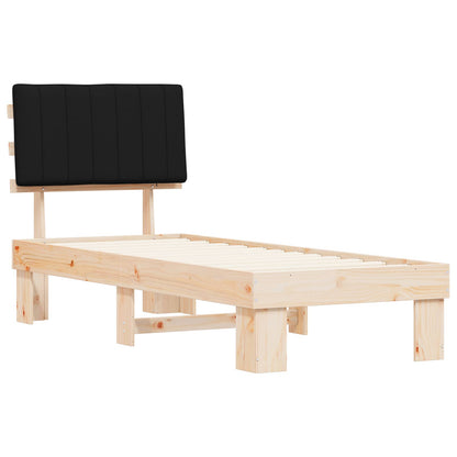 Bed Frame with Upholstered Headboard Black 75 x 190 cm