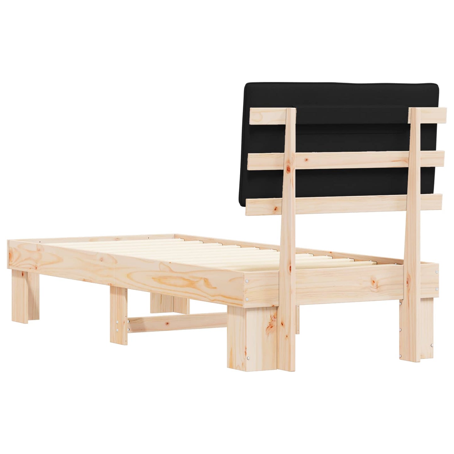 Bed Frame with Upholstered Headboard Black 75 x 190 cm