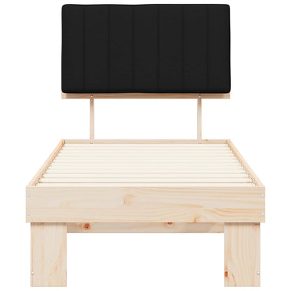 Bed Frame with Upholstered Headboard Black 75 x 190 cm