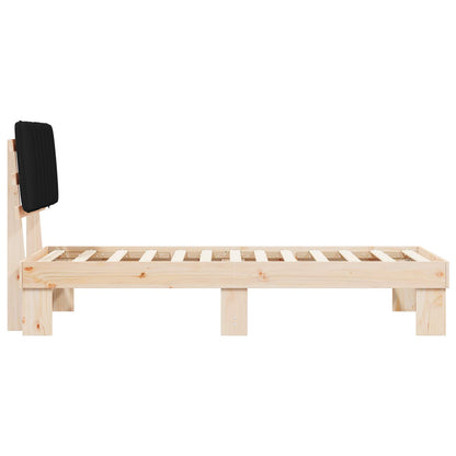 Bed Frame with Upholstered Headboard Black 75 x 190 cm