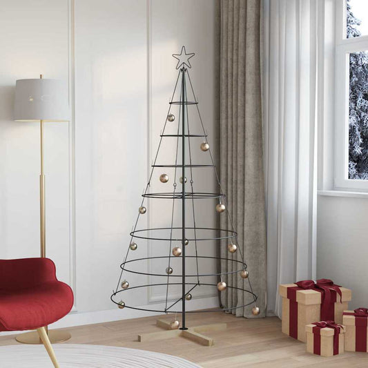 Christmas Cone Tree with Stand Black 180.5 cm Steel