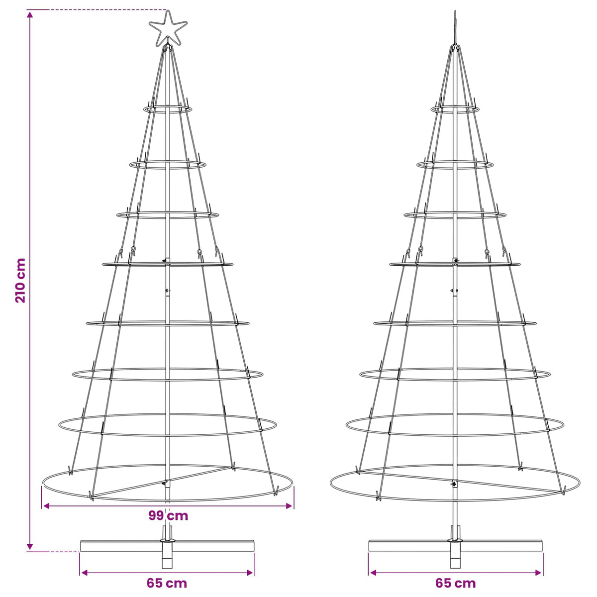 Metal Christmas Tree KUOPIO 210 cm Steel Black