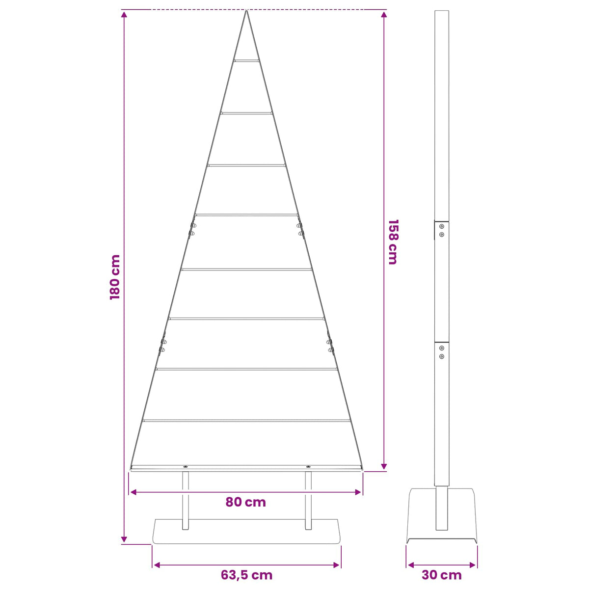 Metal Christmas Tree Black 180 cm Steel