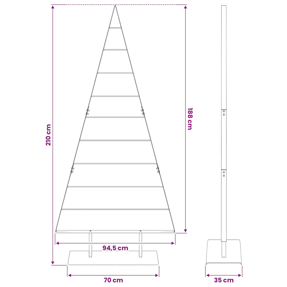 Metal Christmas Tree with Stand Black 210 cm Steel