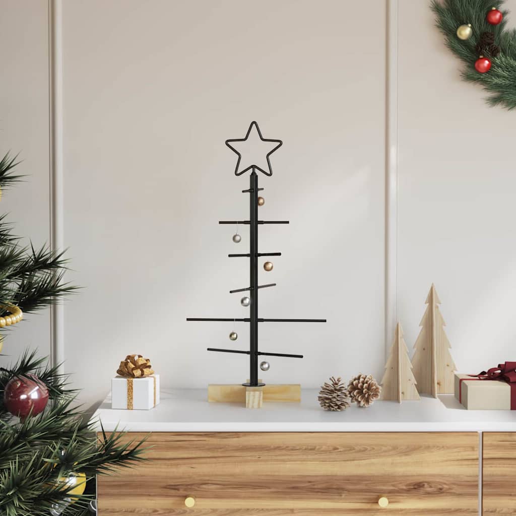 Metal Christmas Tree with Stand Black 60 cm Powder-coated steel