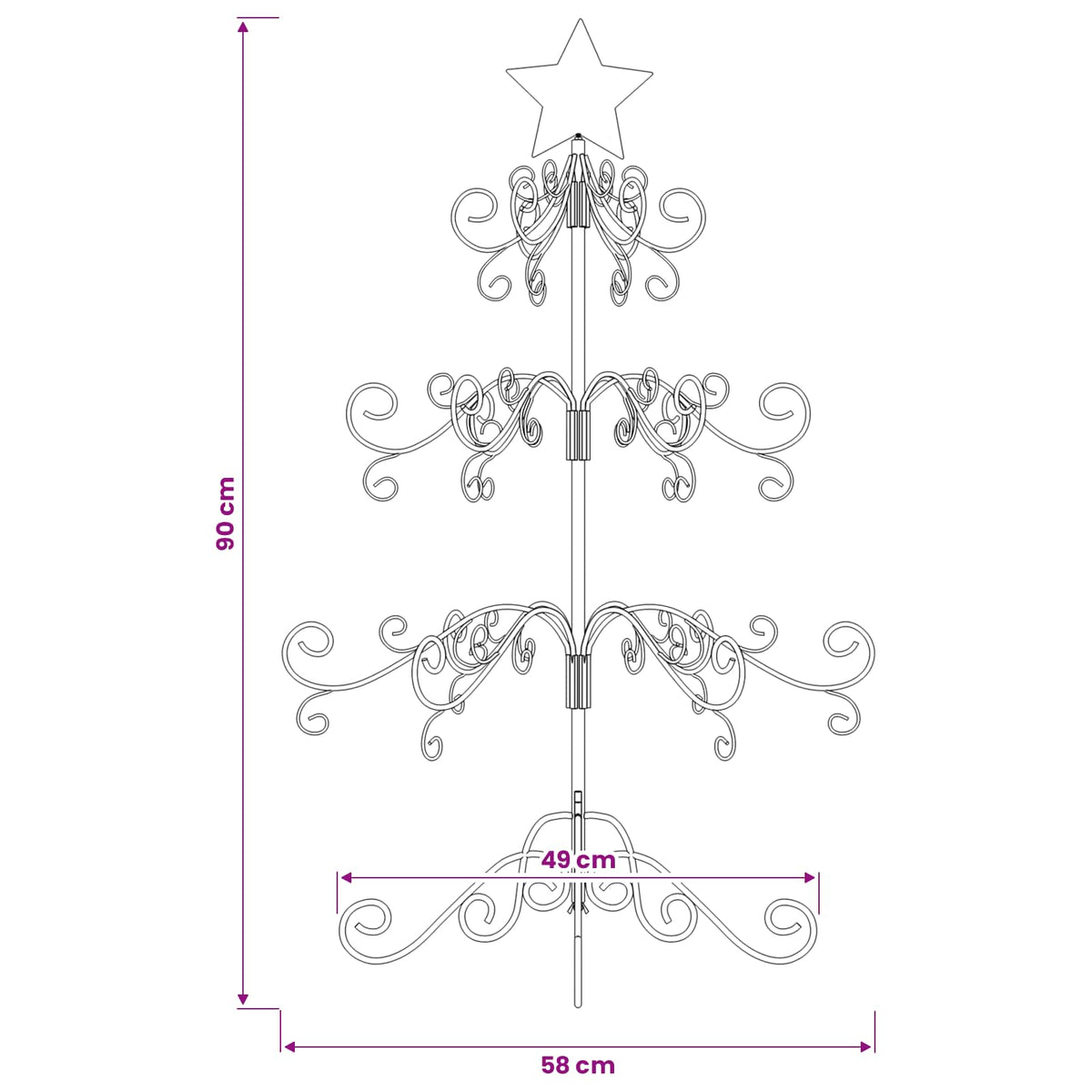 Metal Christmas Tree Gold 90 cm Powder-coated Steel