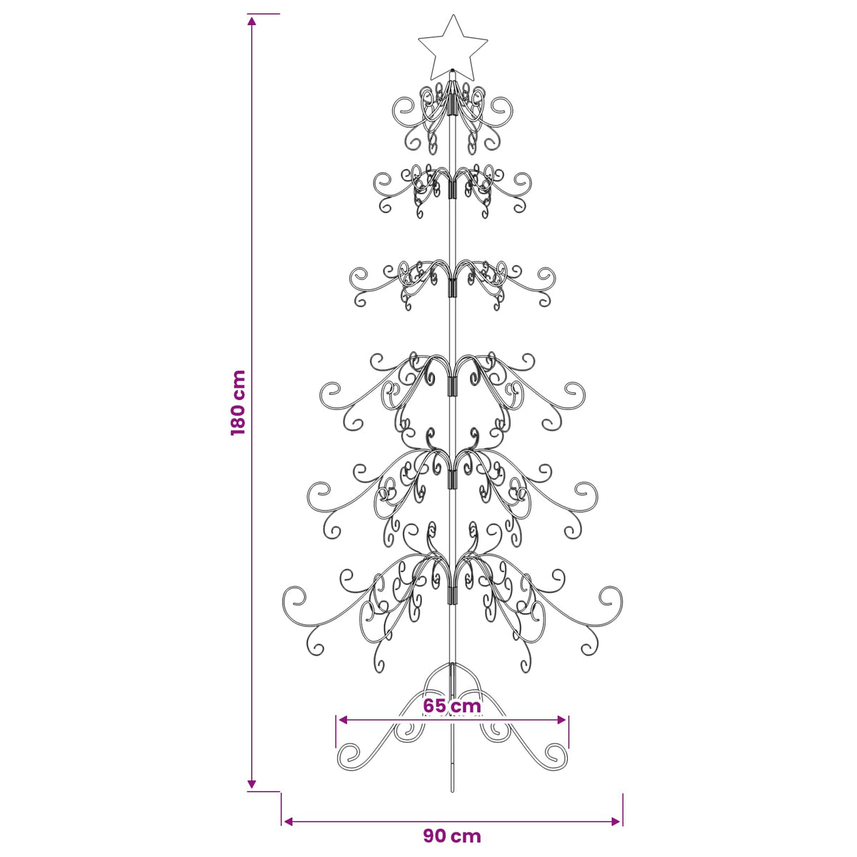 Metal Christmas Tree Gold 180 cm Powder-coated Steel
