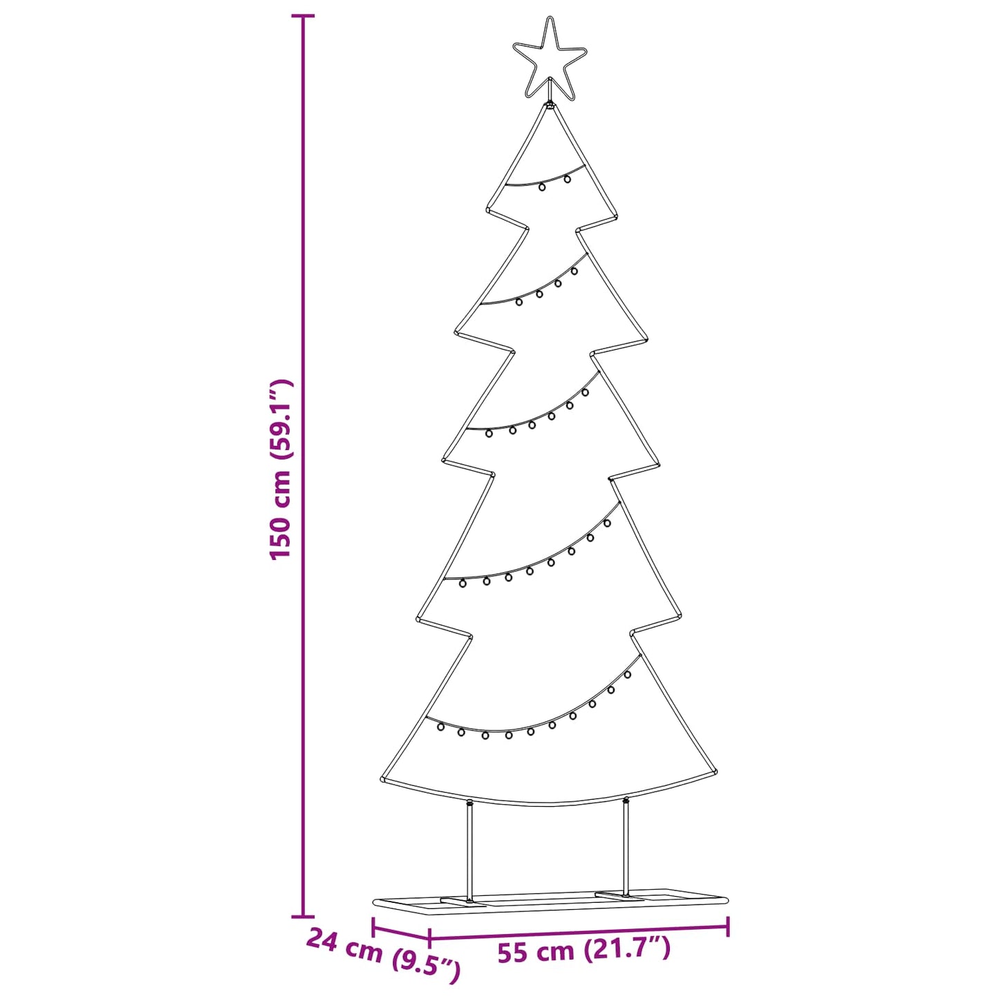 Metal Christmas Tree with Stand Black 150 cm Steel