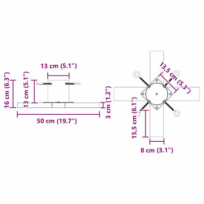 Christmas Tree Stand 1.73 Black 50 x 50 x 16 cm Solid Pine Wood