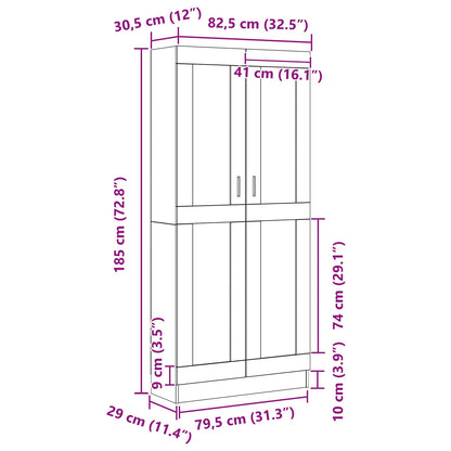 Book Cabinet 3-Tier 82.5 x 30.5 x 185 cm Engineered Wood