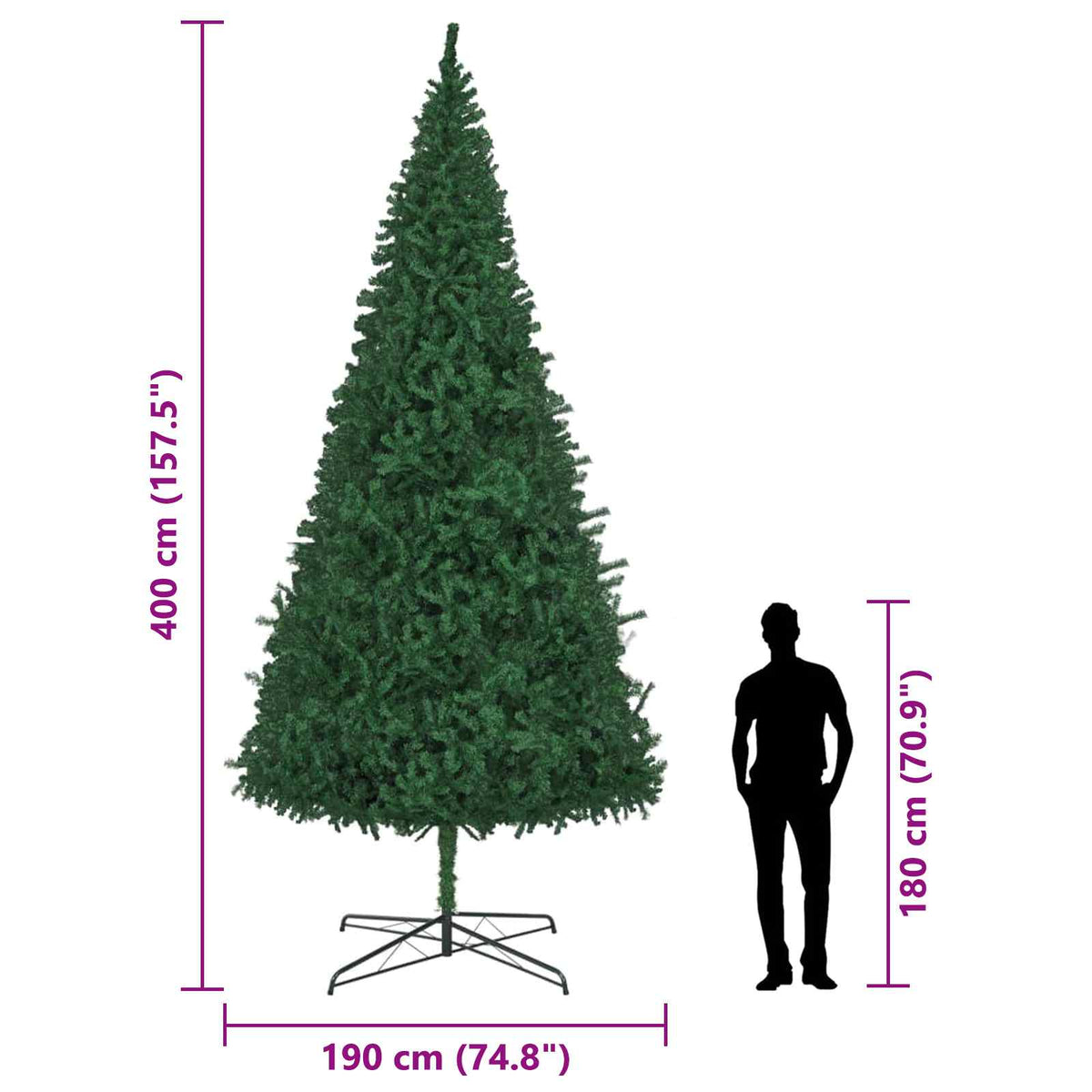 Christmas Tree with Decorative String Lights Green 400 cm PVC