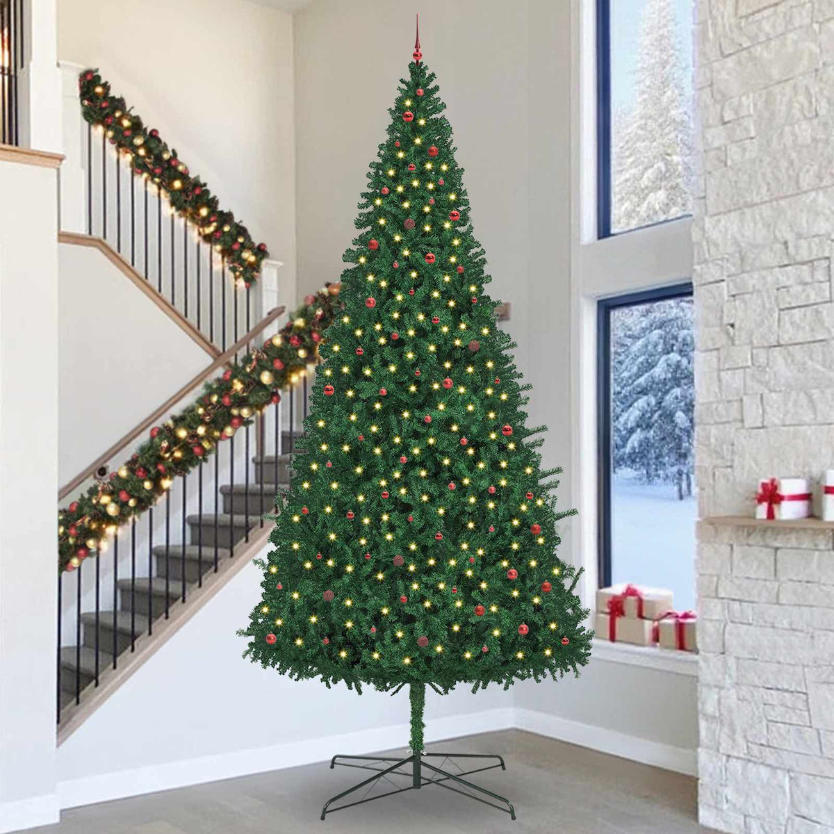 Christmas Tree with Decorative String Lights Green 400 cm PVC
