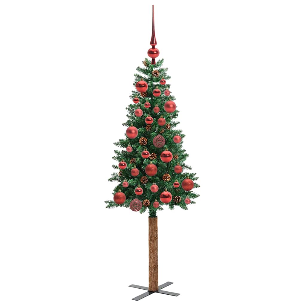 Slim Christmas Tree Green 150 cm PVC and Solid Pine wood